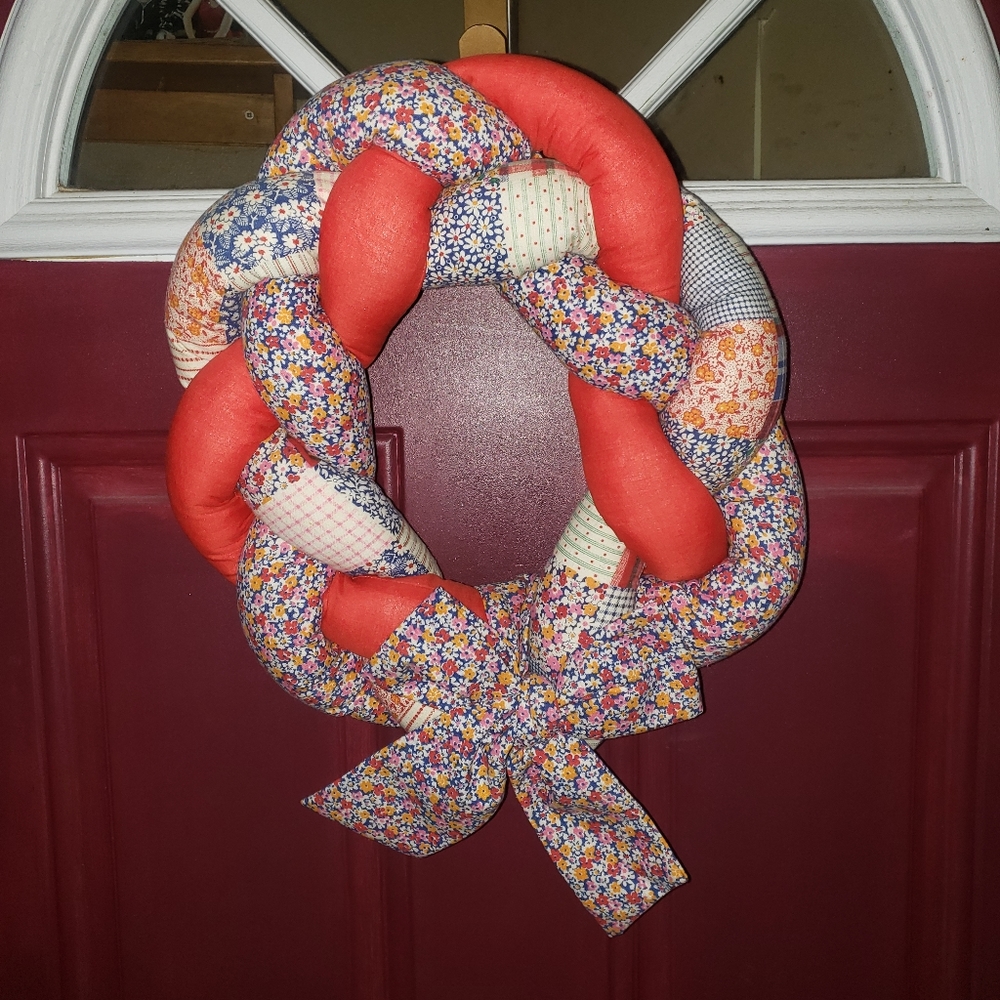 Vintage quilted door wreath